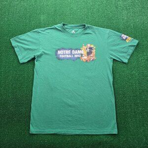 Notre‎ Dame Fighting Irish Tshirt Mens Large Green Football 2013 Rise To Victory